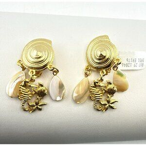 Vintage Saks 5th Ave Earrings Seahorse Shell Starfish CLIP Ro-Do Resort Nautical